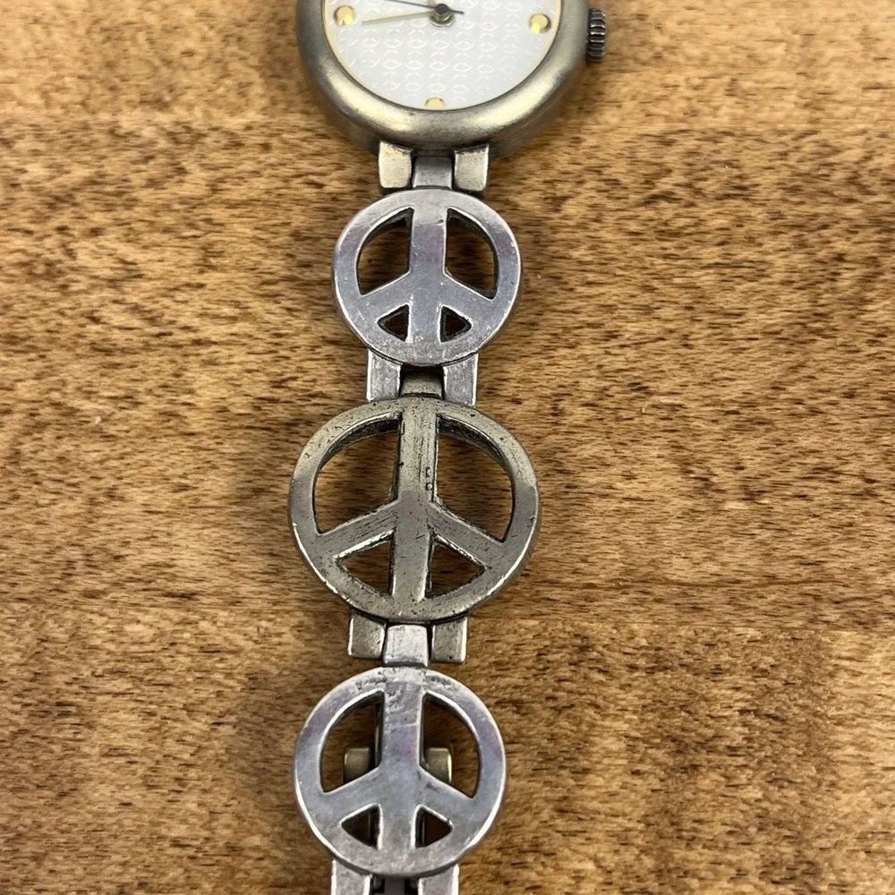 Vintage Lucky Brand Women's Watch 25mm Peace Sign‎ Band - Needs New Battery